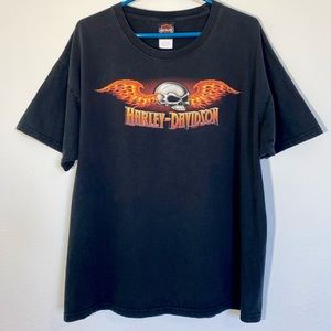 Vintage Harley Davidson Biker T Shirt Colorado Flames Skull Oversized Tee